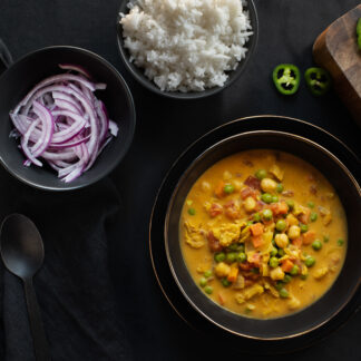 Chicken Curry with Basmati Rice + Garlicky Green Beans